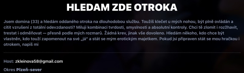 BDSM inzerát